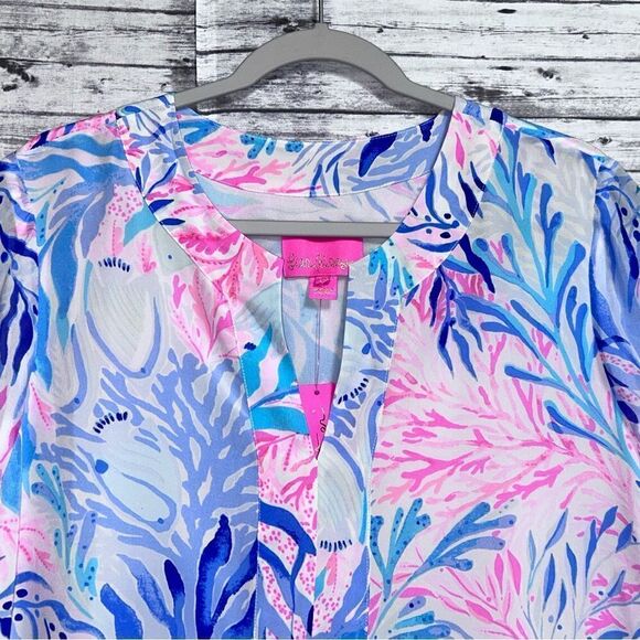 Lilly Pulitzer Eleanora Silk Dress Kaleidoscope Coral - Picture 5 of 10